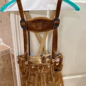 Brown Kids Lederhosen with Suspenders
